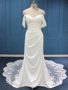 Style WT2500 - Darius Cordell - Silk Satin Gathered Wedding Gown with Lace Trim